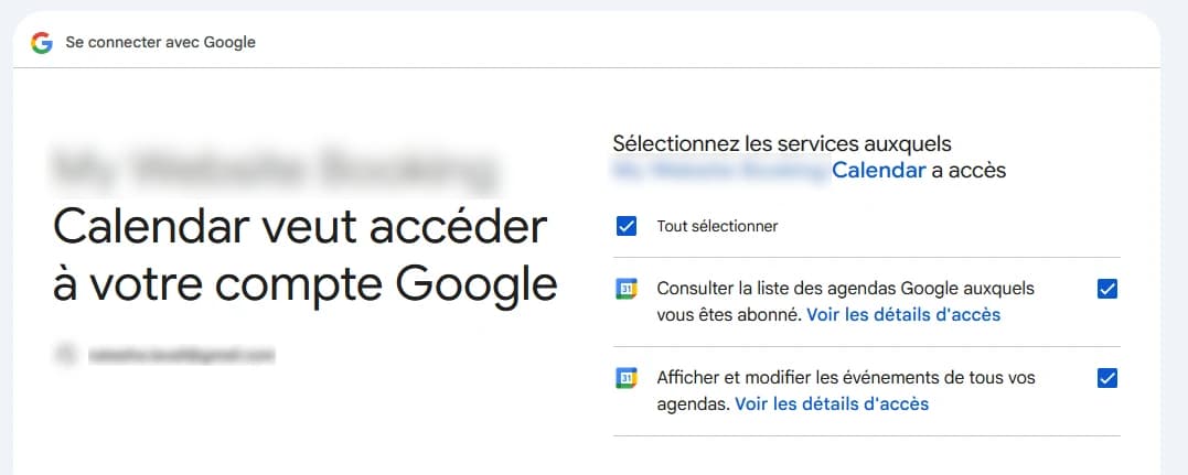 Google-Calendar-Zugriff prüfen und erlauben