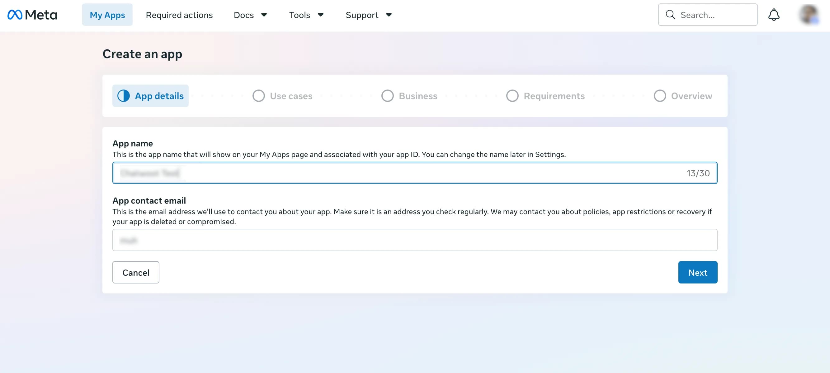 Create the Meta app